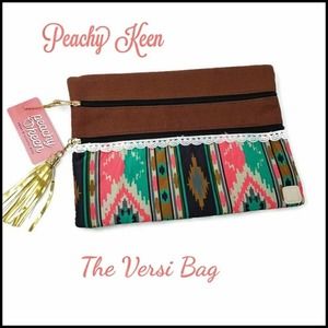 Colorful Aztec Design Makeup Bag/Clutch, The Versi Bag by Peachy Keen New